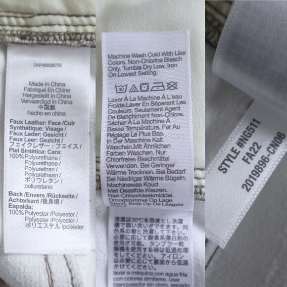 Madewell Size 32 The Perfect Vintage Faux Leather Straight Leg Pants Linen Cream - Picture 10 of 10